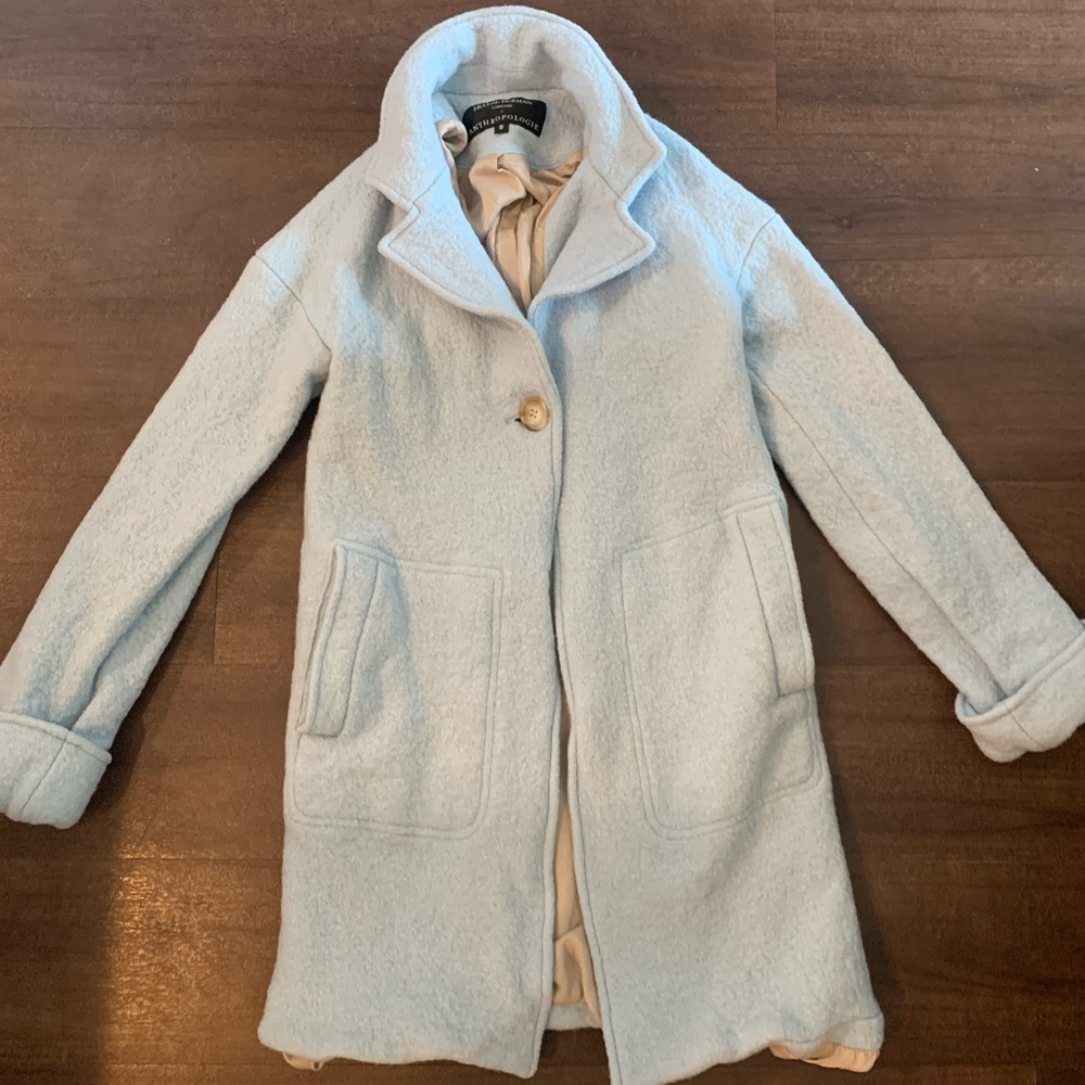 London Anthropology Light Blue Wool Coat
